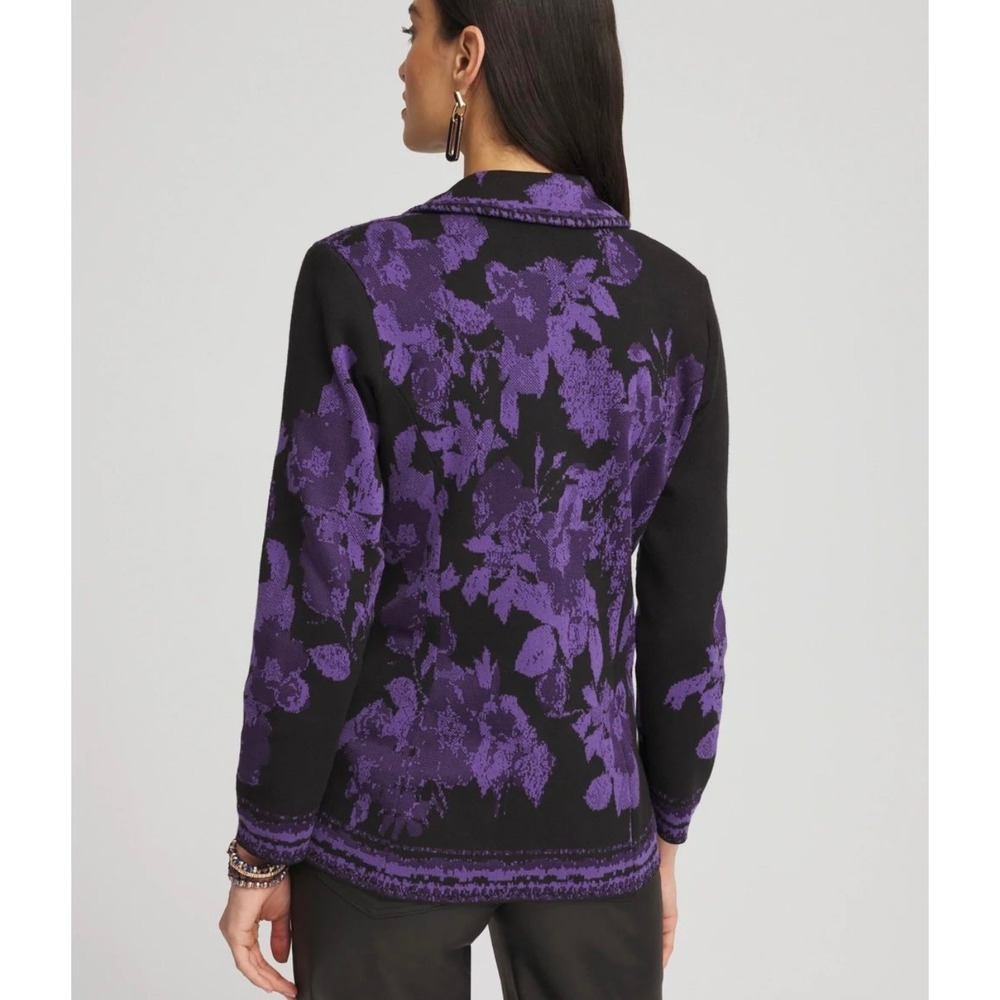 Chicos Double Breasted Knit Blazer‎ Cardigan Jacket Women's 2 Floral - Picture 9 of 10
